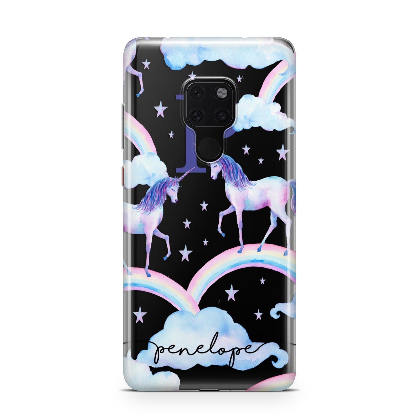 Personalised Unicorn Initial Huawei Mate 20 Phone Case