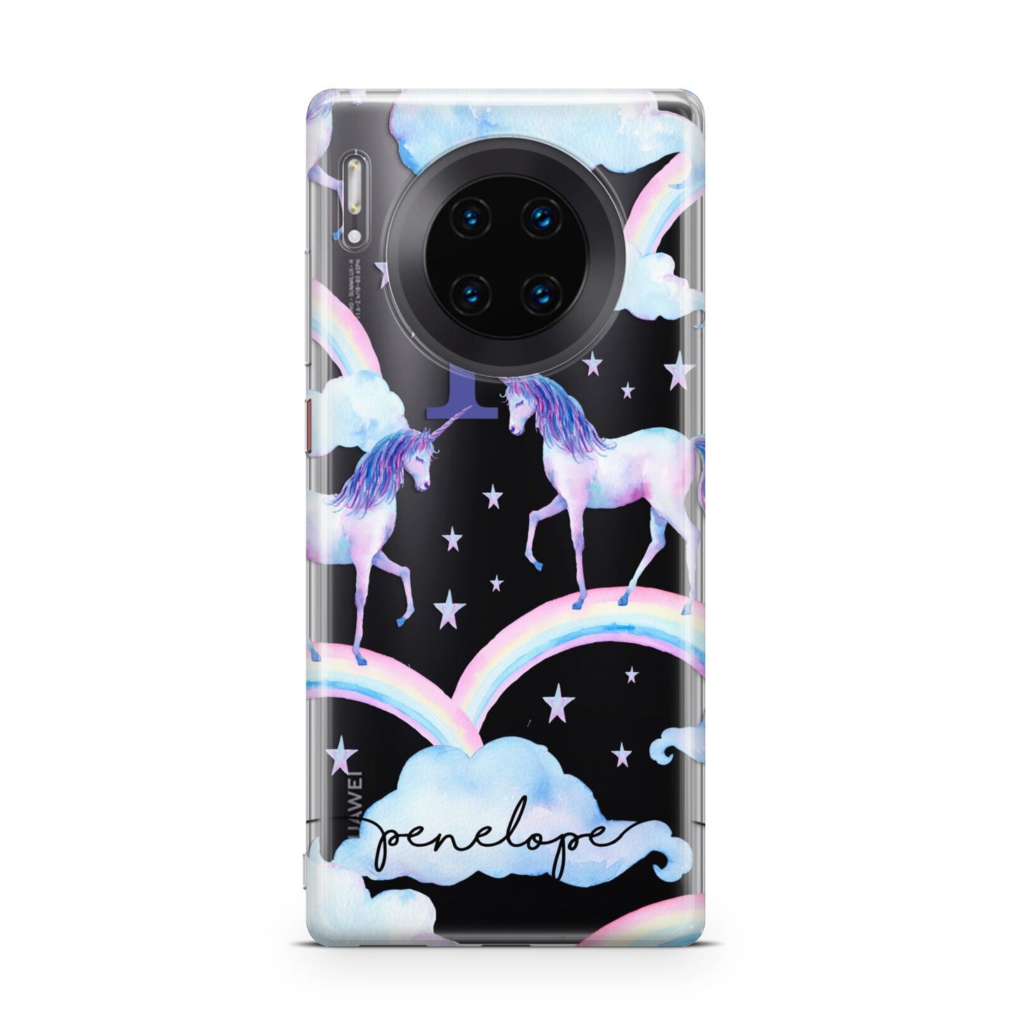 Personalised Unicorn Initial Huawei Mate 30 Pro Phone Case