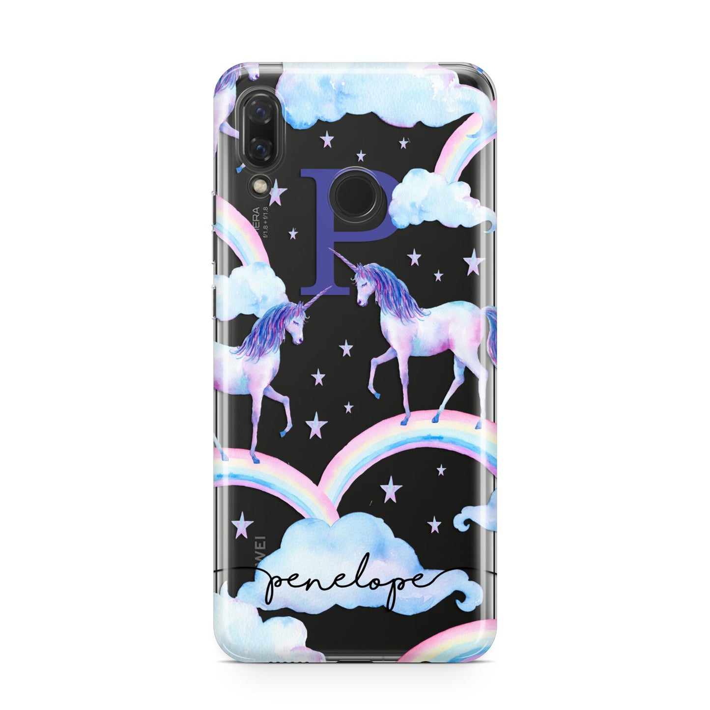 Personalised Unicorn Initial Huawei Nova 3 Phone Case