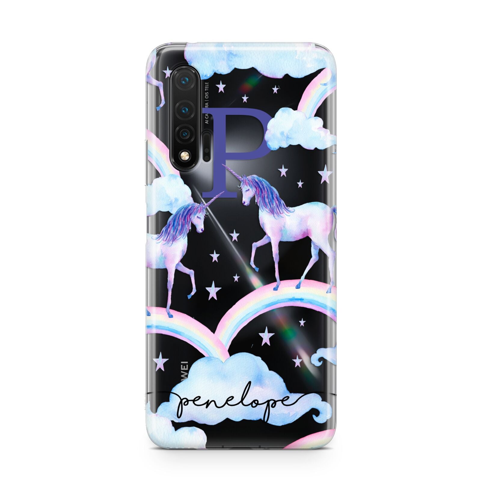 Personalised Unicorn Initial Huawei Nova 6 Phone Case