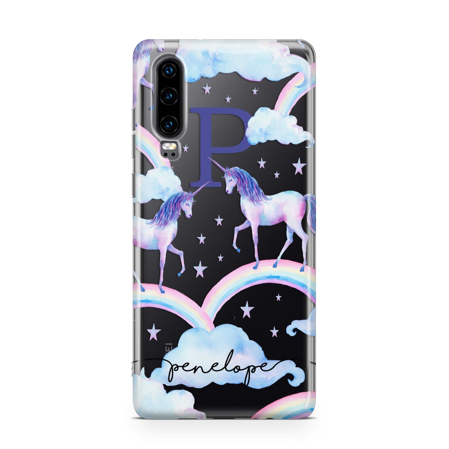 Personalised Unicorn Initial Huawei P30 Phone Case