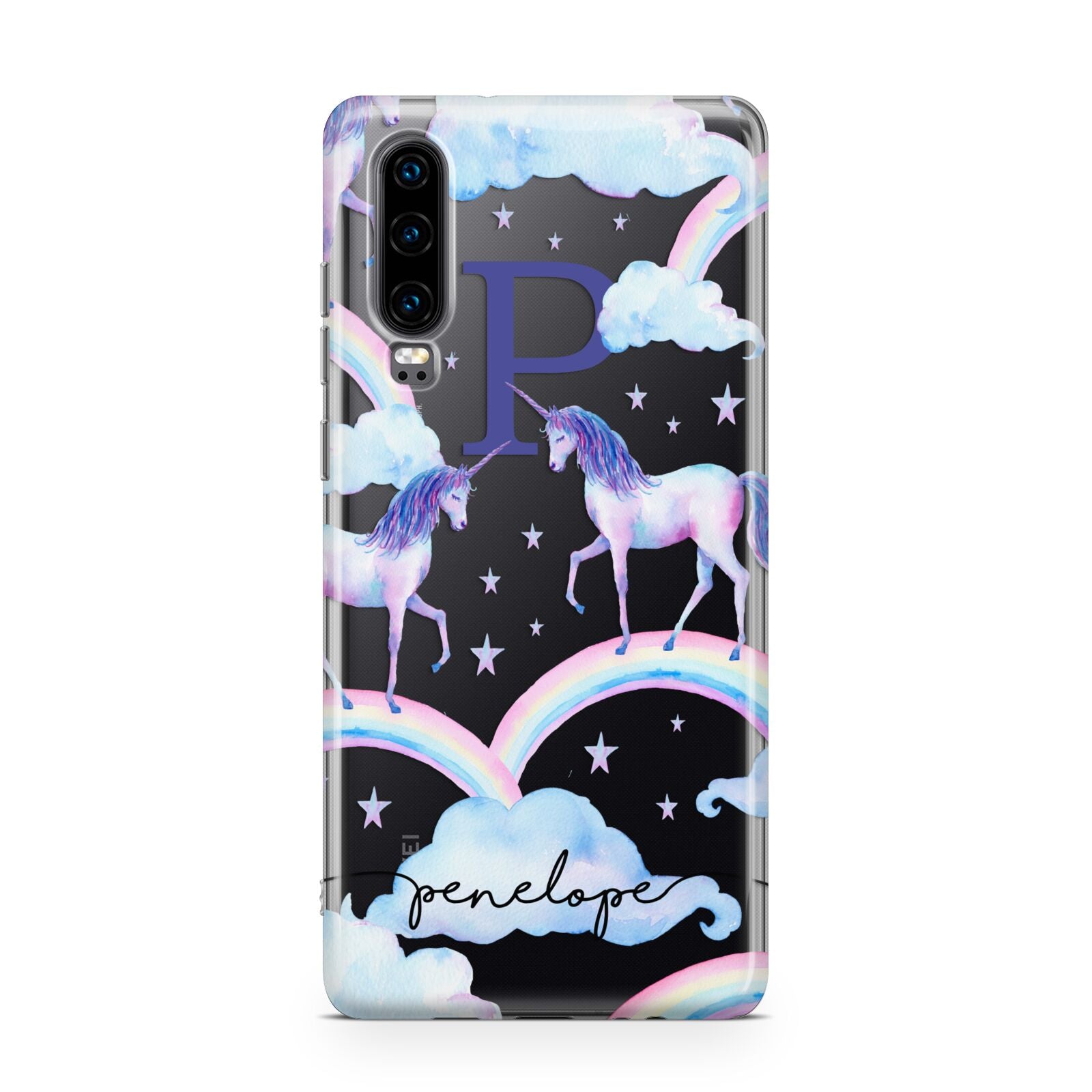Personalised Unicorn Initial Huawei P30 Phone Case