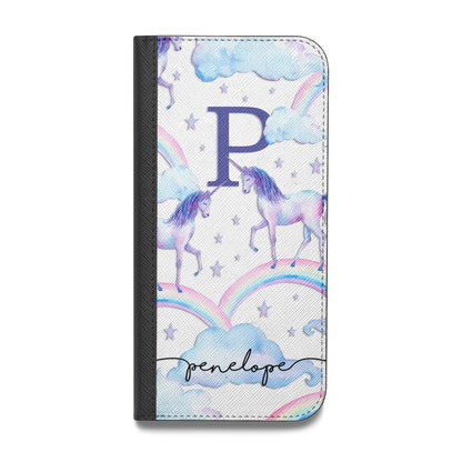 Personalised Unicorn Initial Vegan Leather Flip Samsung Case