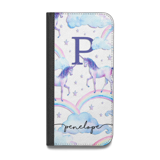 Personalised Unicorn Initial Vegan Leather Flip Samsung Case