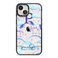 Personalised Unicorn Initial iPhone 13 Black Impact Case on Silver phone