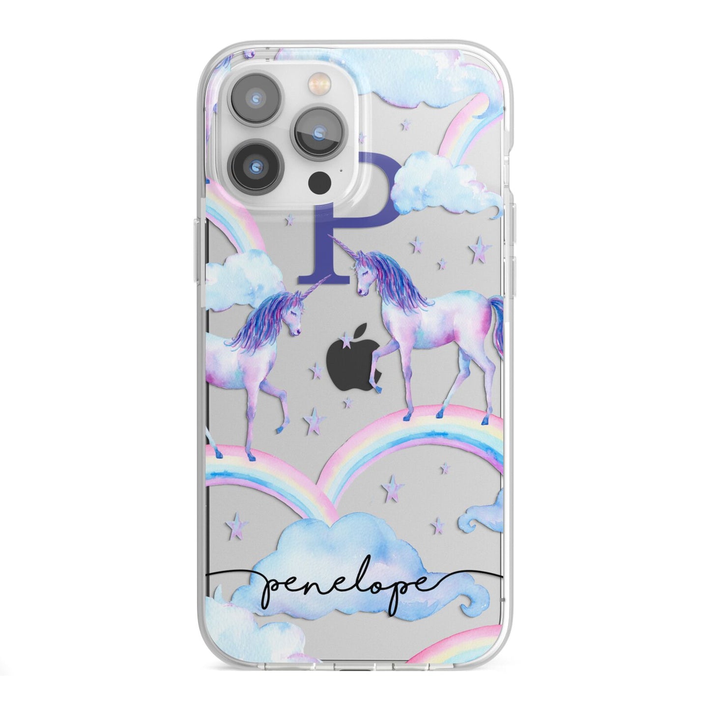 Personalised Unicorn Initial iPhone 13 Pro Max TPU Impact Case with White Edges