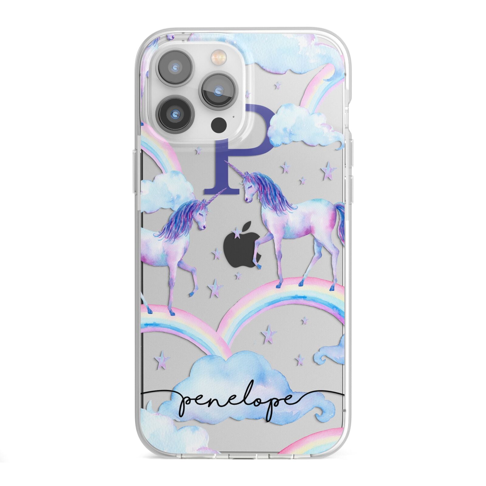 Personalised Unicorn Initial iPhone 13 Pro Max TPU Impact Case with White Edges