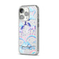 Personalised Unicorn Initial iPhone 14 Pro Clear Tough Case Silver Angled Image