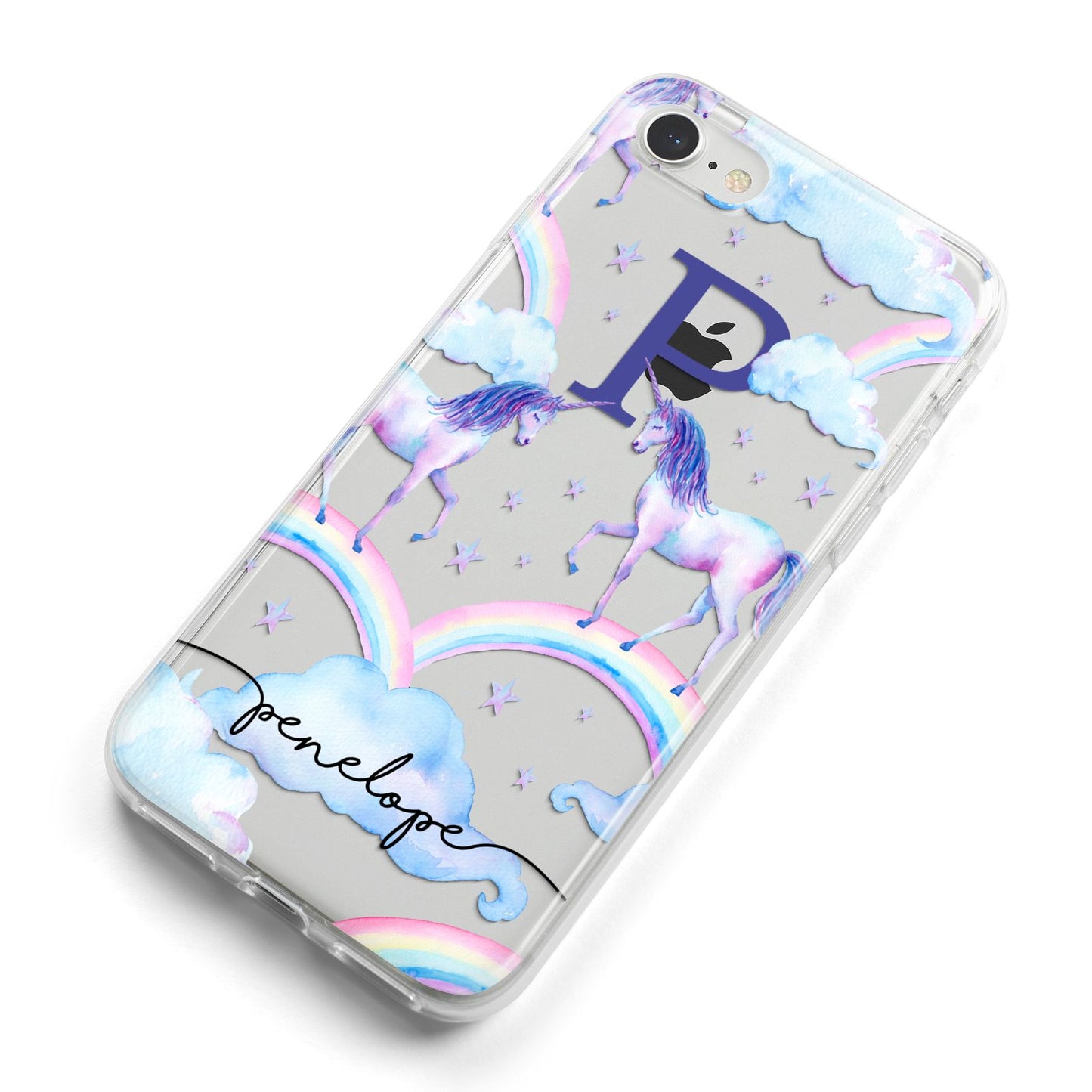 Personalised Unicorn Initial iPhone 8 Bumper Case on Silver iPhone Alternative Image