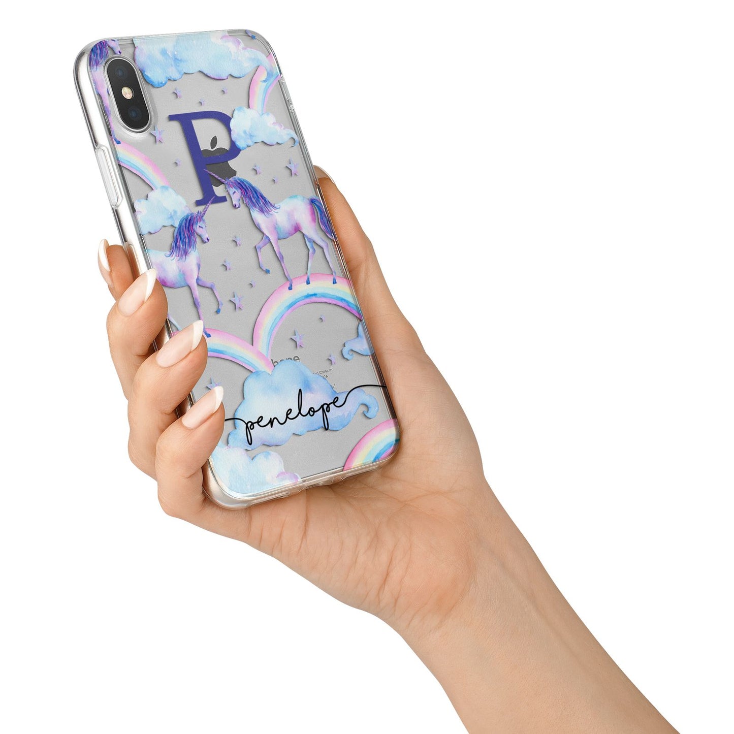 Personalised Unicorn Initial iPhone X Bumper Case on Silver iPhone Alternative Image 2