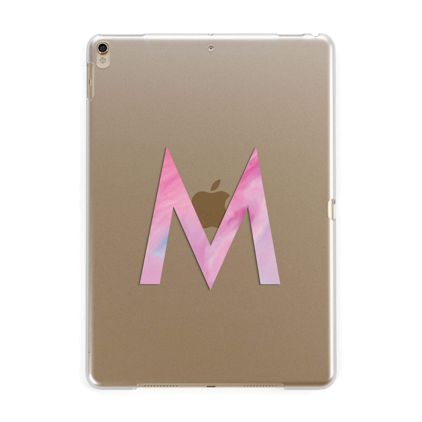 Personalised Unicorn Marble Initial Clear Custom Apple iPad Gold Case