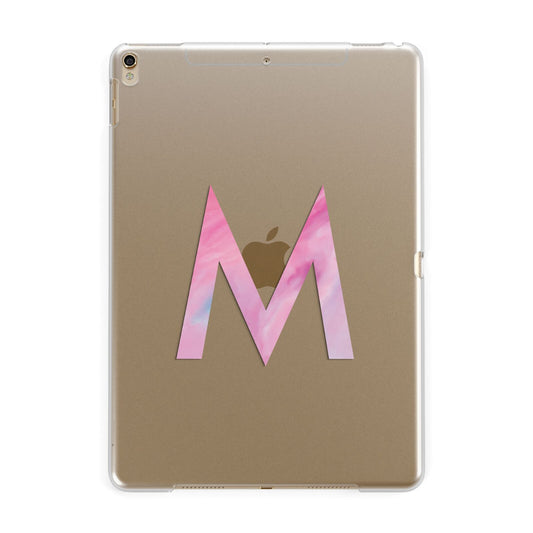 Personalised Unicorn Marble Initial Clear Custom Apple iPad Gold Case
