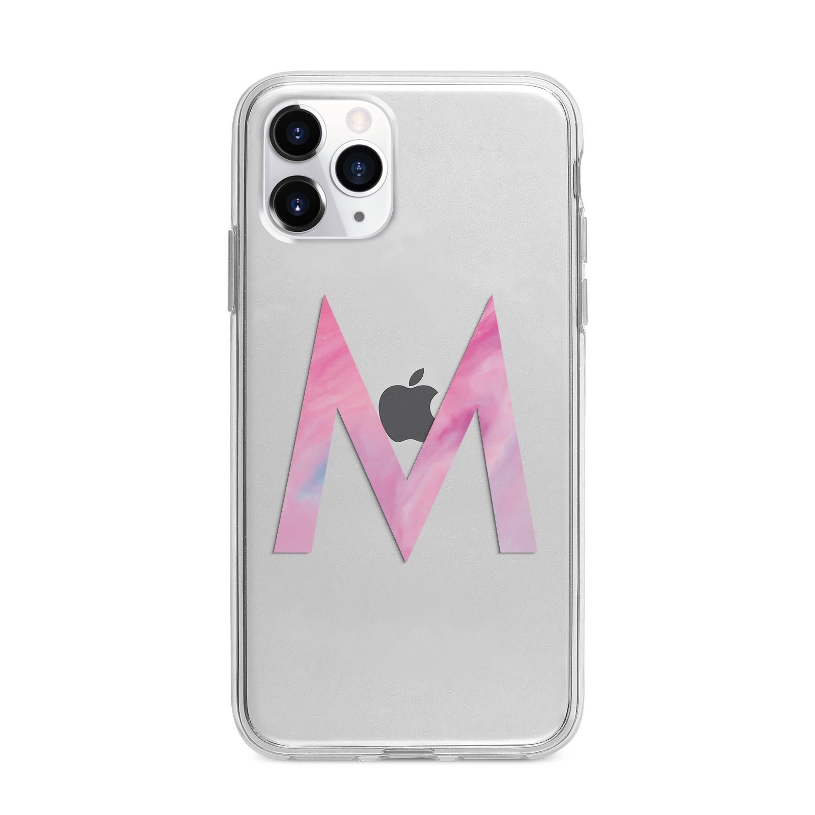 Personalised Unicorn Marble Initial Clear Custom Apple iPhone 11 Pro Max in Silver with Bumper Case