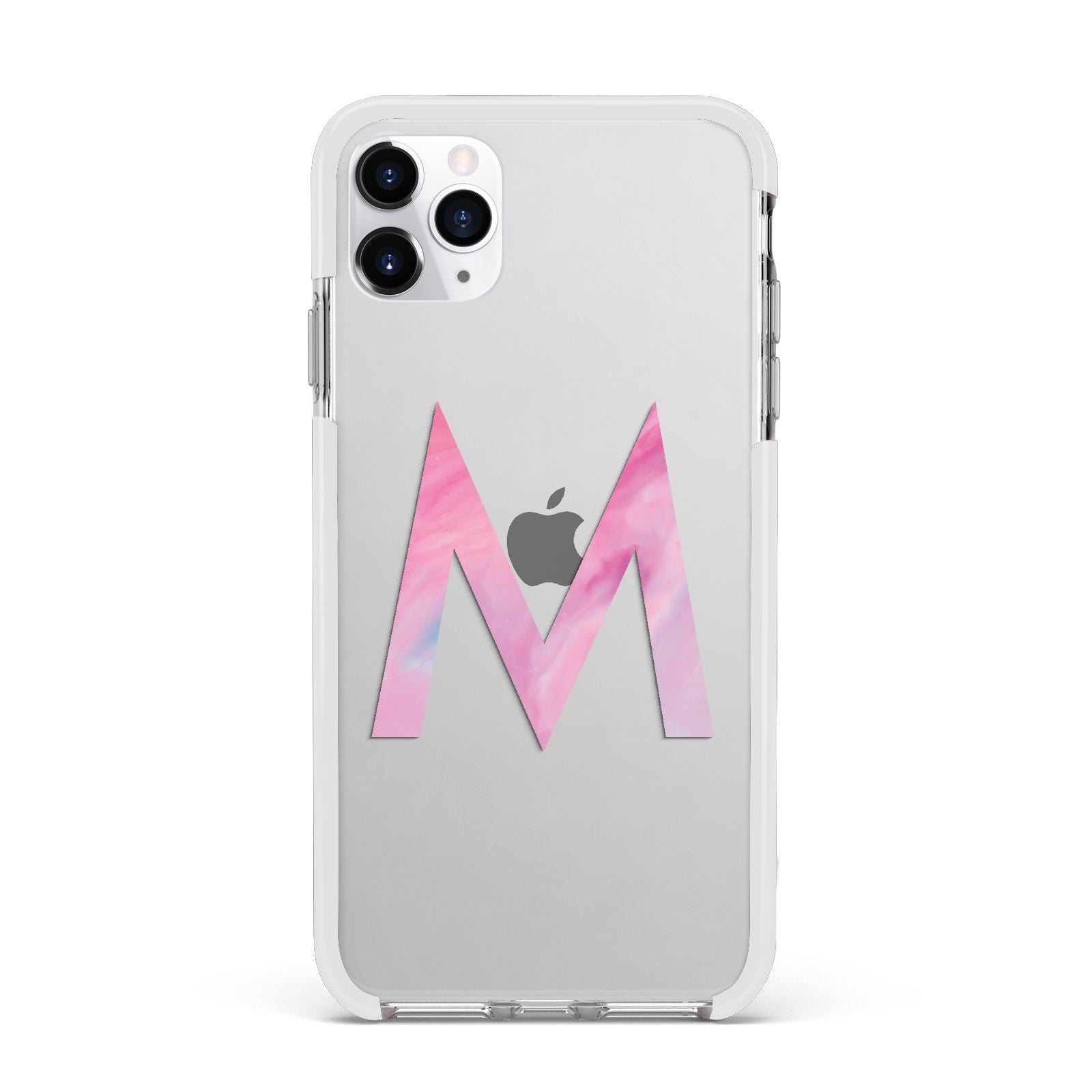 Personalised Unicorn Marble Initial Clear Custom Apple iPhone 11 Pro Max in Silver with White Impact Case