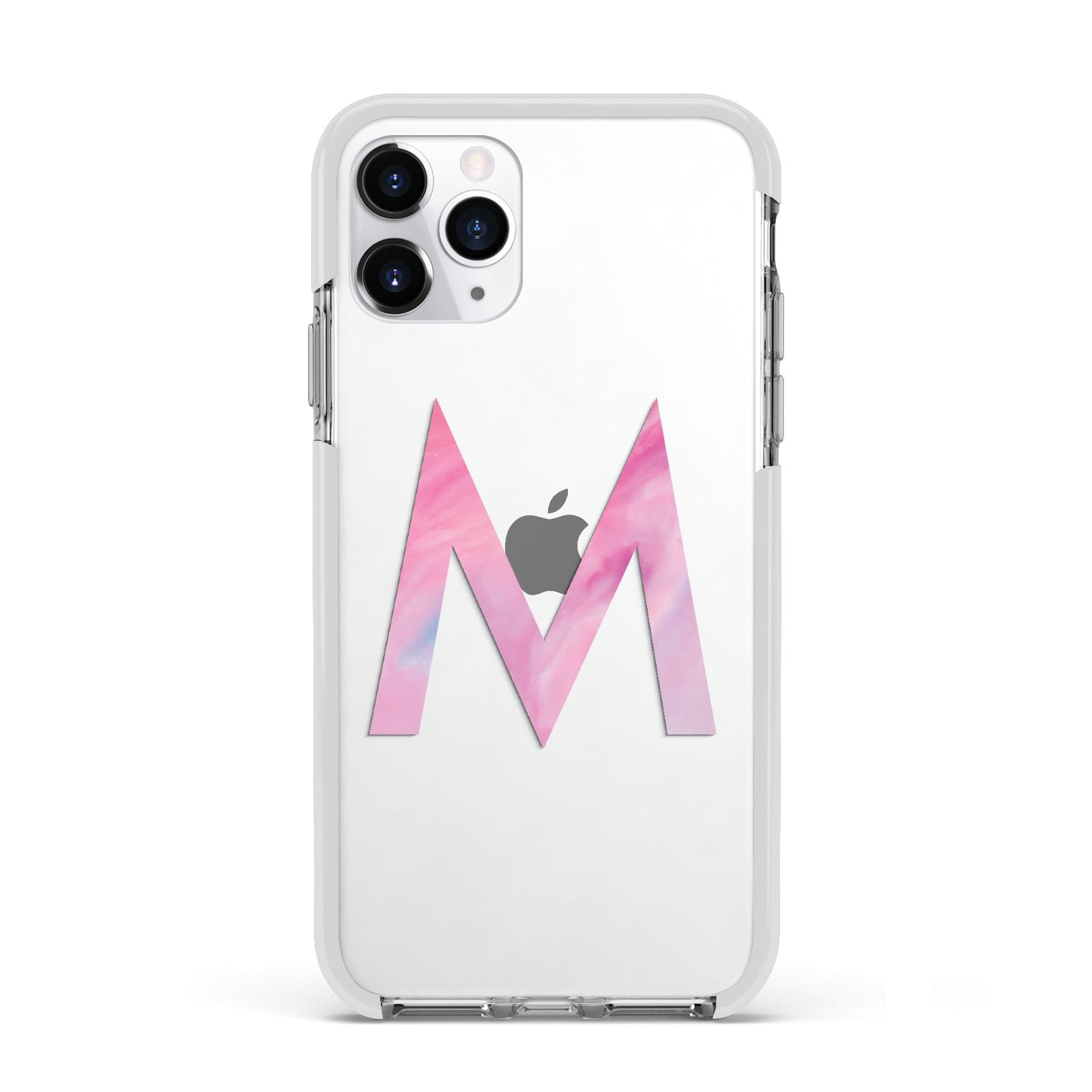 Personalised Unicorn Marble Initial Clear Custom Apple iPhone 11 Pro in Silver with White Impact Case