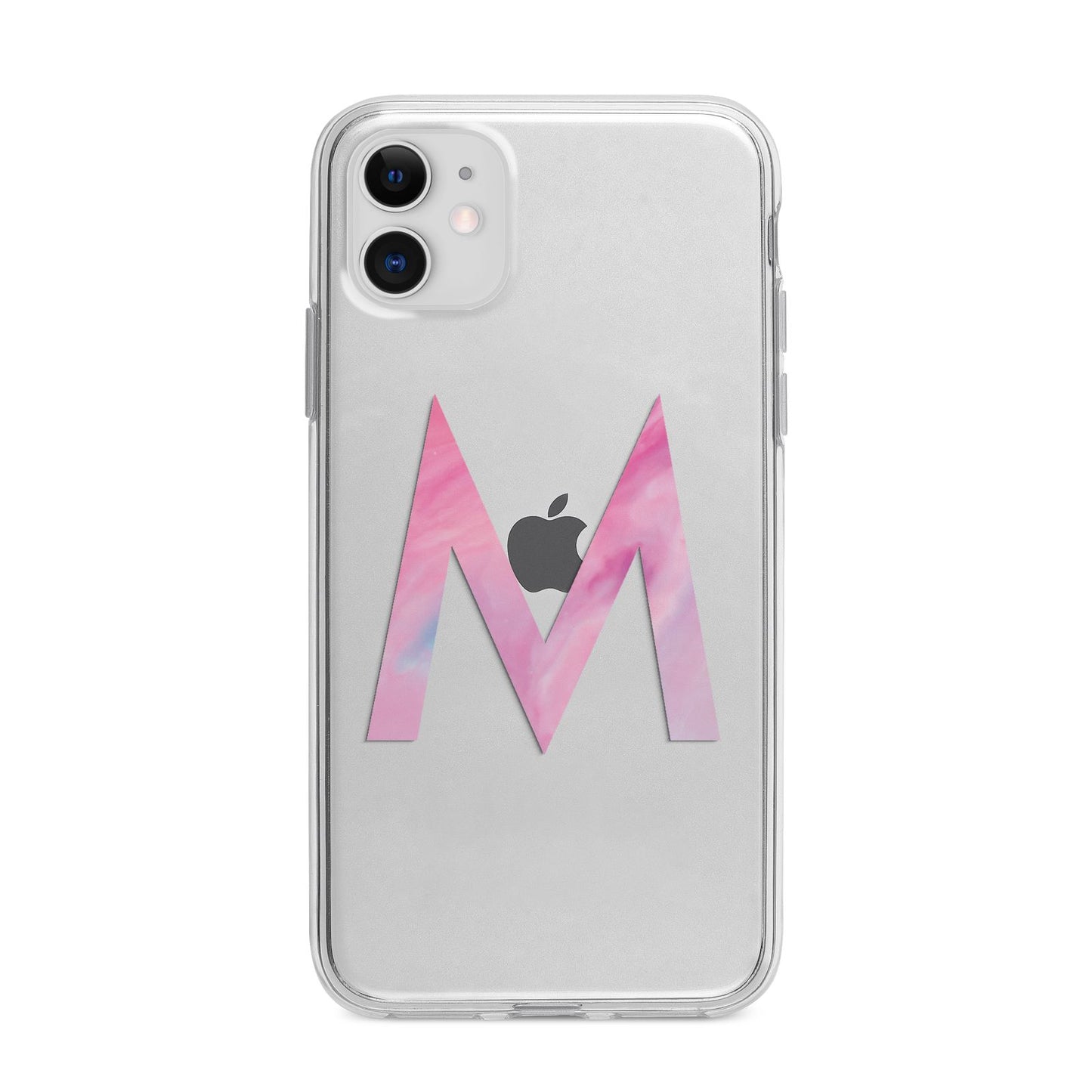 Personalised Unicorn Marble Initial Clear Custom Apple iPhone 11 in White with Bumper Case
