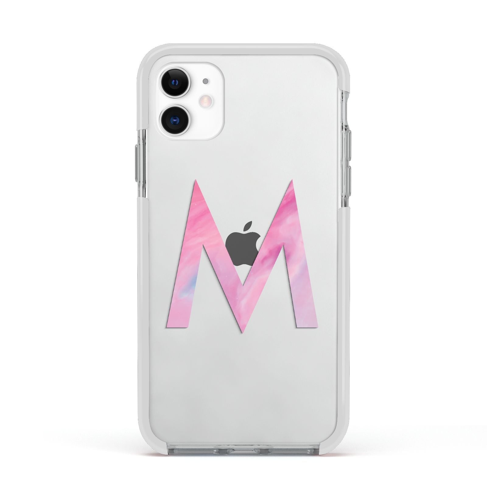 Personalised Unicorn Marble Initial Clear Custom Apple iPhone 11 in White with White Impact Case