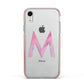 Personalised Unicorn Marble Initial Clear Custom Apple iPhone XR Impact Case Pink Edge on Silver Phone