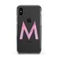 Personalised Unicorn Marble Initial Clear Custom Apple iPhone Xs Impact Case Black Edge on Black Phone