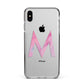 Personalised Unicorn Marble Initial Clear Custom Apple iPhone Xs Max Impact Case Black Edge on Silver Phone