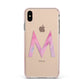 Personalised Unicorn Marble Initial Clear Custom Apple iPhone Xs Max Impact Case Pink Edge on Gold Phone