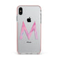 Personalised Unicorn Marble Initial Clear Custom Apple iPhone Xs Max Impact Case Pink Edge on Silver Phone