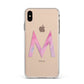 Personalised Unicorn Marble Initial Clear Custom Apple iPhone Xs Max Impact Case White Edge on Gold Phone