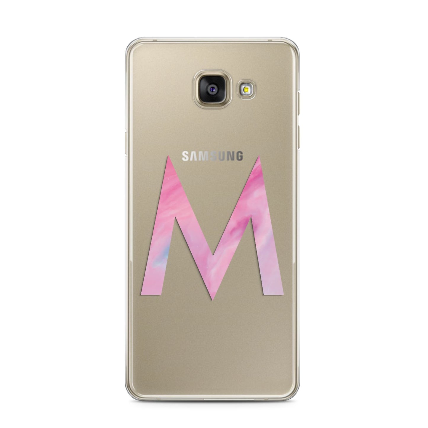 Personalised Unicorn Marble Initial Clear Custom Samsung Galaxy A3 2016 Case on gold phone