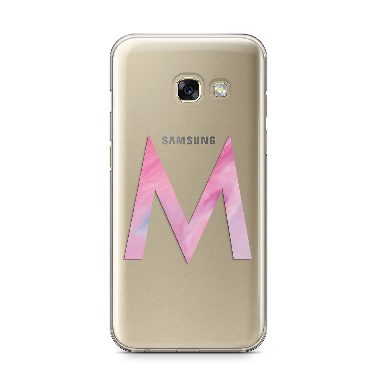 Personalised Unicorn Marble Initial Clear Custom Samsung Galaxy A3 2017 Case on gold phone