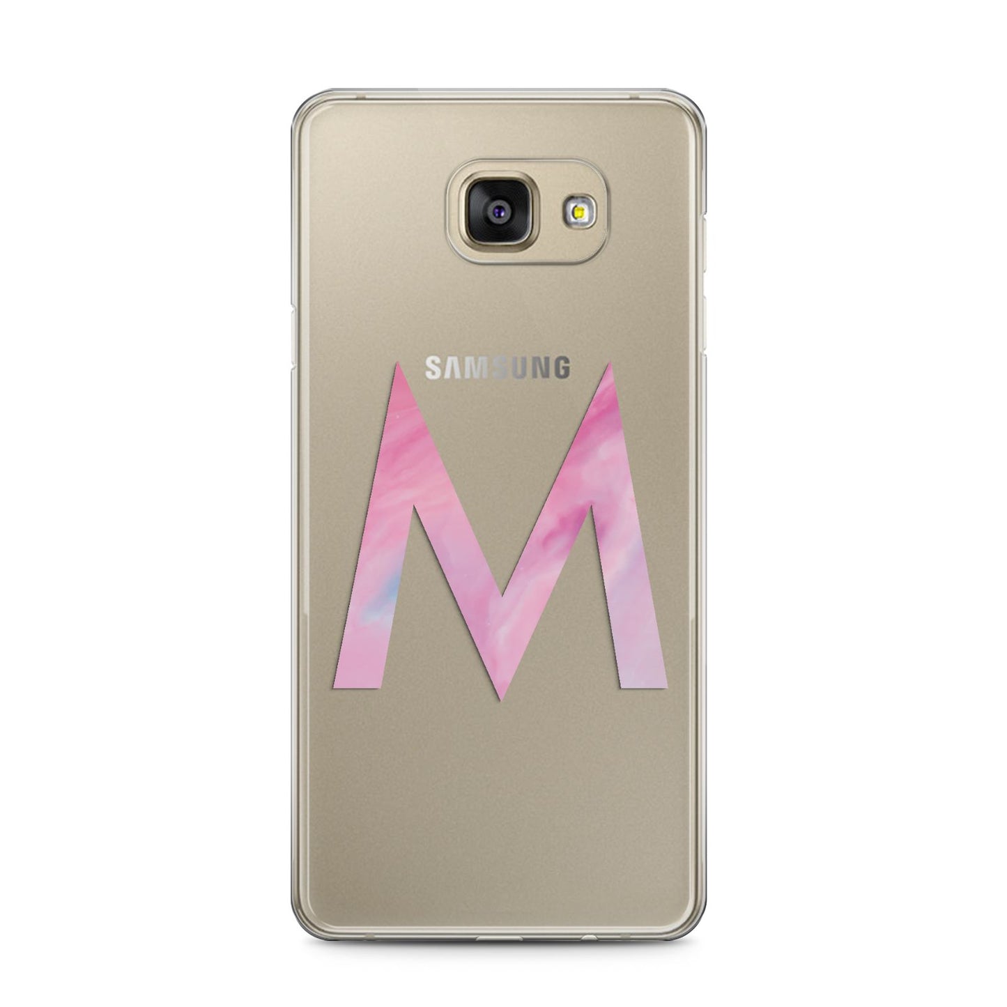 Personalised Unicorn Marble Initial Clear Custom Samsung Galaxy A5 2016 Case on gold phone