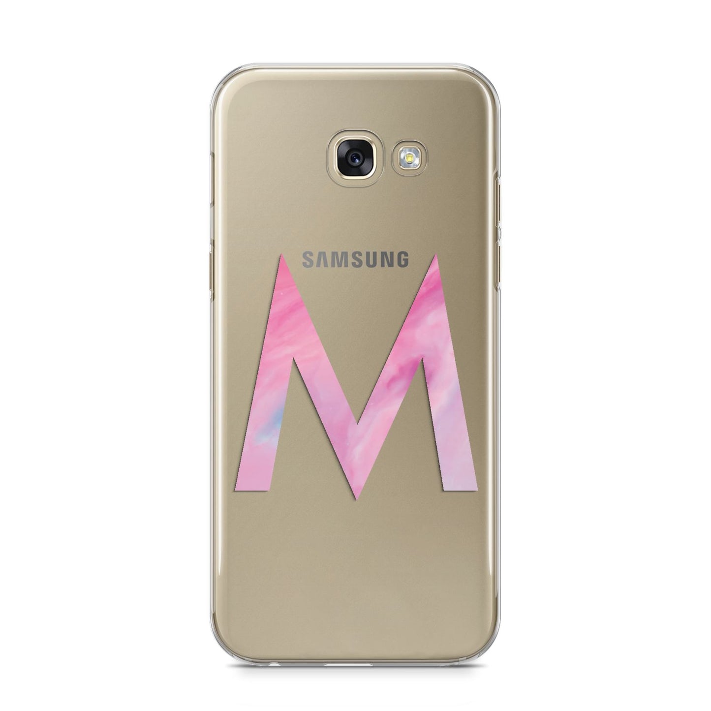 Personalised Unicorn Marble Initial Clear Custom Samsung Galaxy A5 2017 Case on gold phone