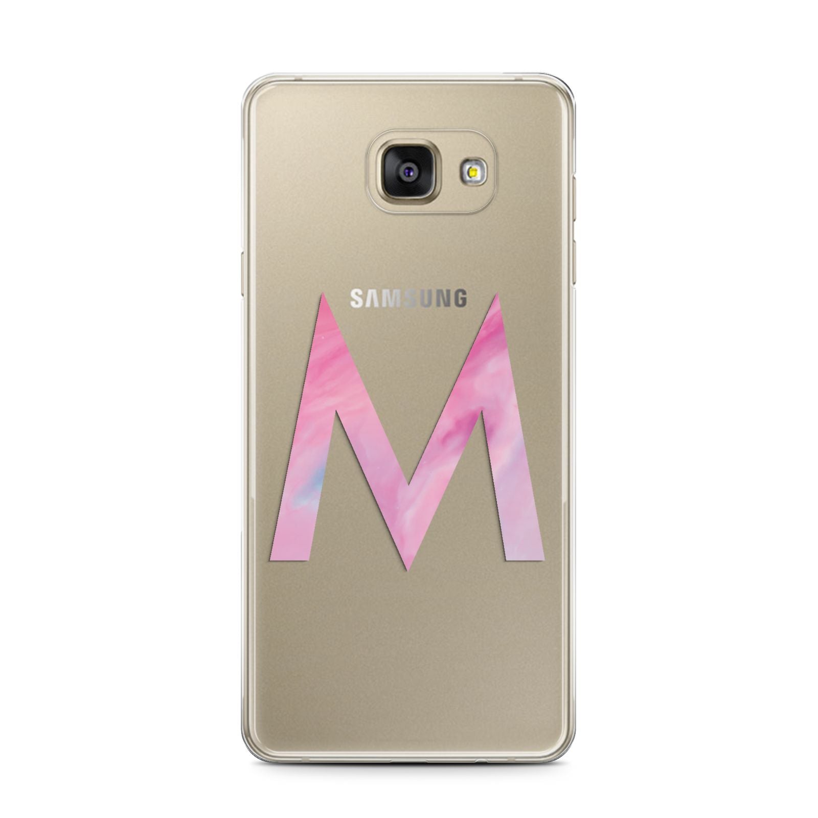 Personalised Unicorn Marble Initial Clear Custom Samsung Galaxy A7 2016 Case on gold phone