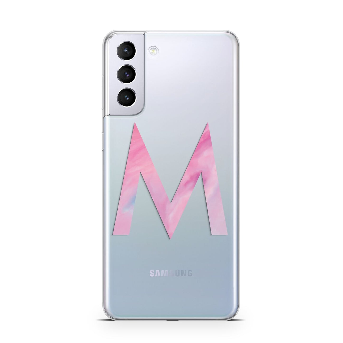 Personalised Unicorn Marble Initial Clear Custom Samsung S21 Plus Phone Case