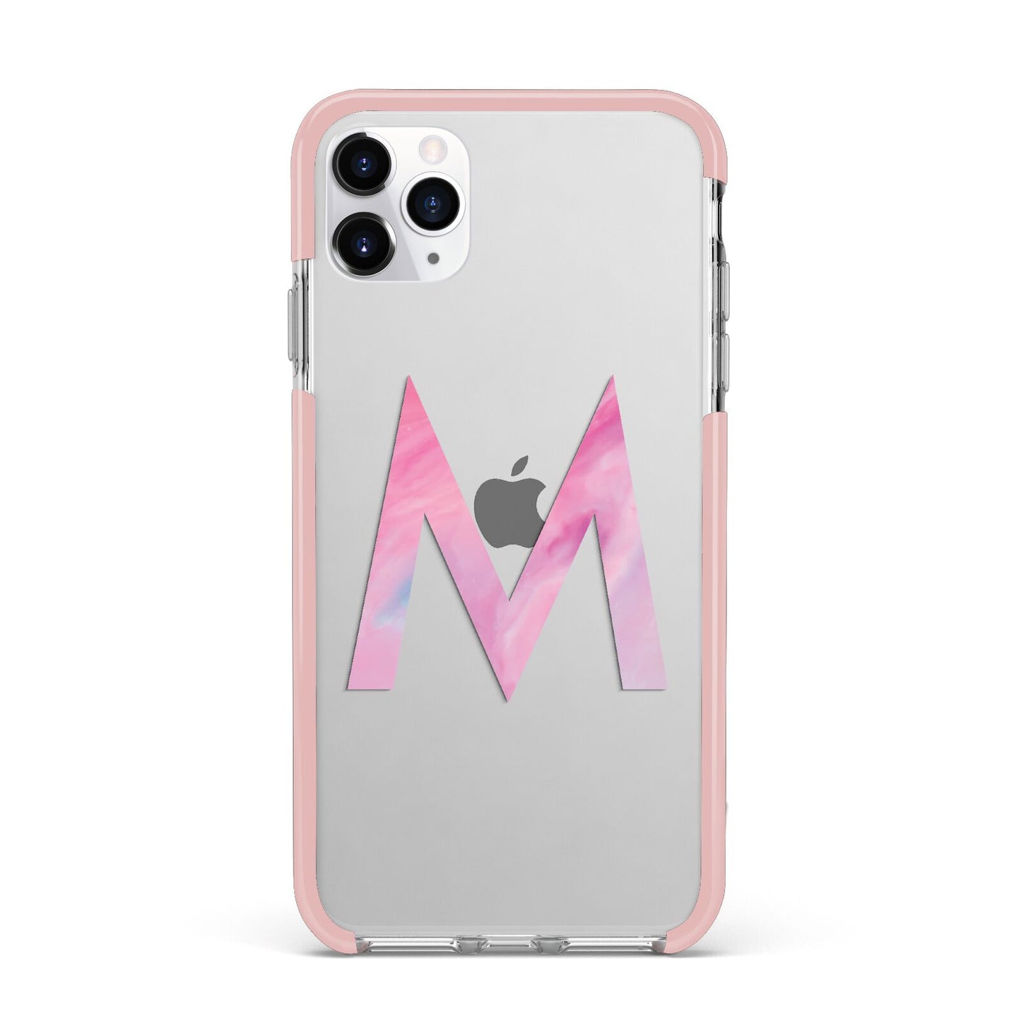 Personalised Unicorn Marble Initial Clear Custom iPhone 11 Pro Max Impact Pink Edge Case