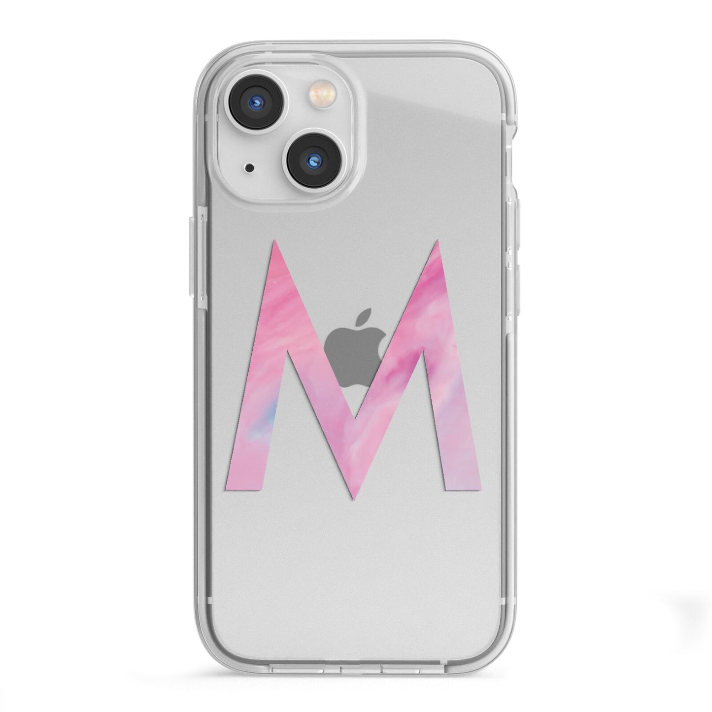 Personalised Unicorn Marble Initial Clear Custom iPhone 13 Mini TPU Impact Case with White Edges