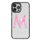 Personalised Unicorn Marble Initial Clear Custom iPhone 13 Pro Max Black Impact Case on Silver phone