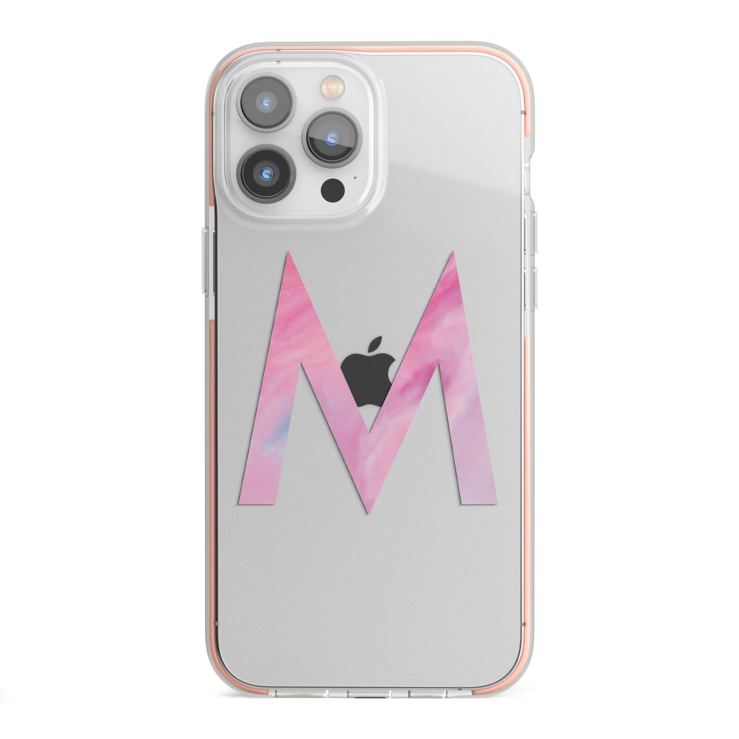 Personalised Unicorn Marble Initial Clear Custom iPhone 13 Pro Max TPU Impact Case with Pink Edges