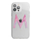 Personalised Unicorn Marble Initial Clear Custom iPhone 13 Pro Max TPU Impact Case with White Edges
