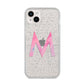 Personalised Unicorn Marble Initial Clear Custom iPhone 14 Plus Glitter Tough Case Starlight