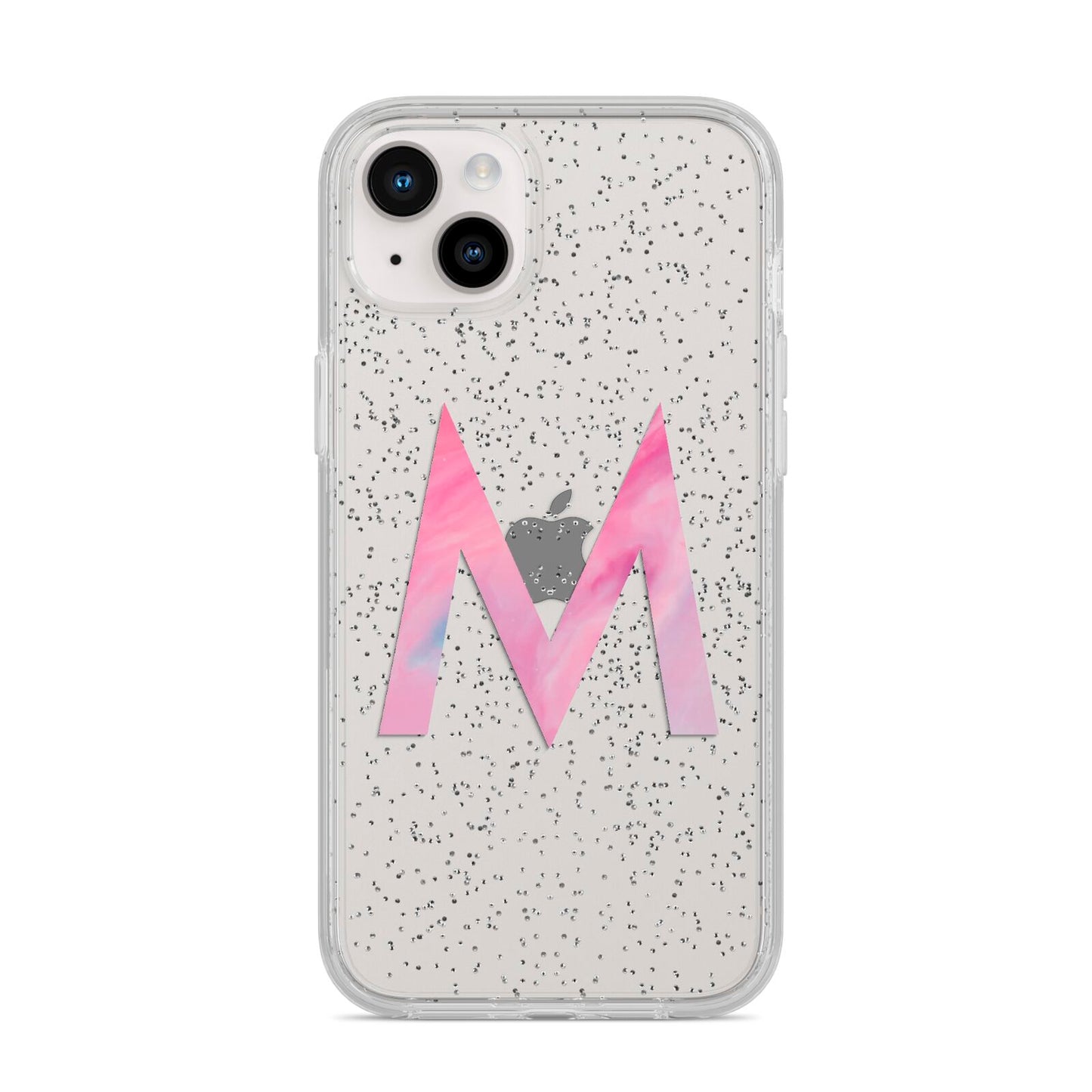 Personalised Unicorn Marble Initial Clear Custom iPhone 14 Plus Glitter Tough Case Starlight