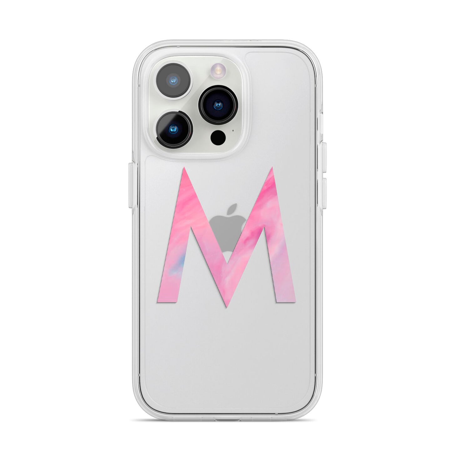 Personalised Unicorn Marble Initial Clear Custom iPhone 14 Pro Clear Tough Case Silver