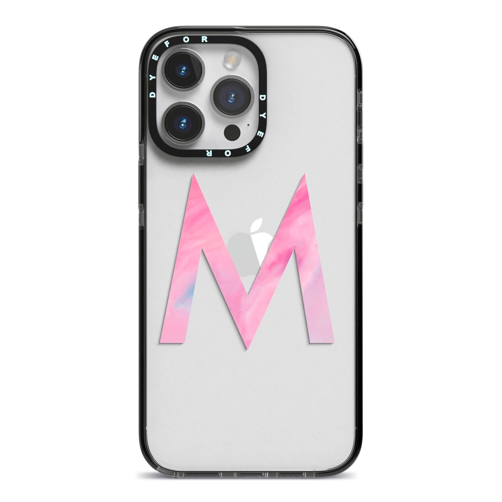 Personalised Unicorn Marble Initial Clear Custom iPhone 14 Pro Max Black Impact Case on Silver phone