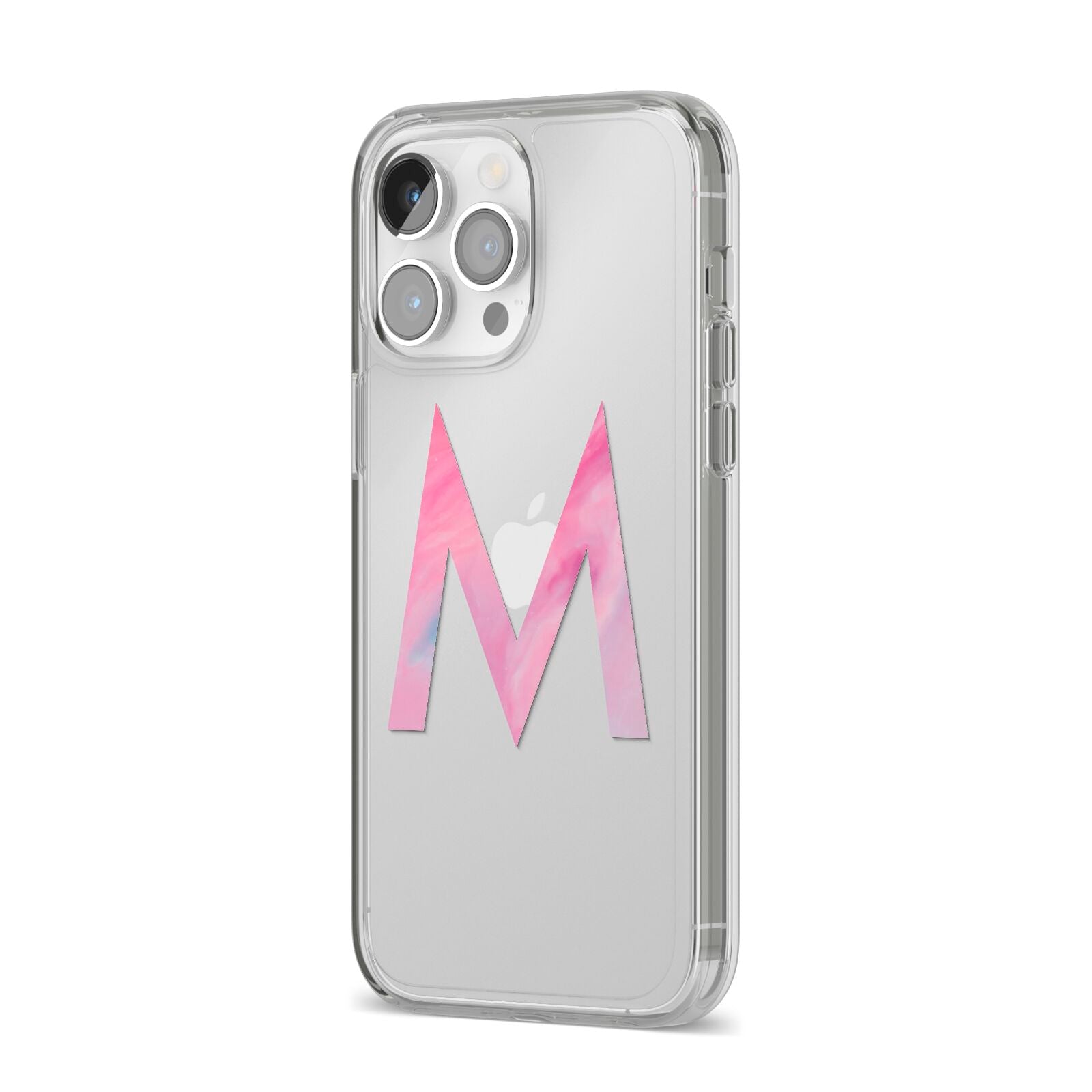 Personalised Unicorn Marble Initial Clear Custom iPhone 14 Pro Max Clear Tough Case Silver Angled Image