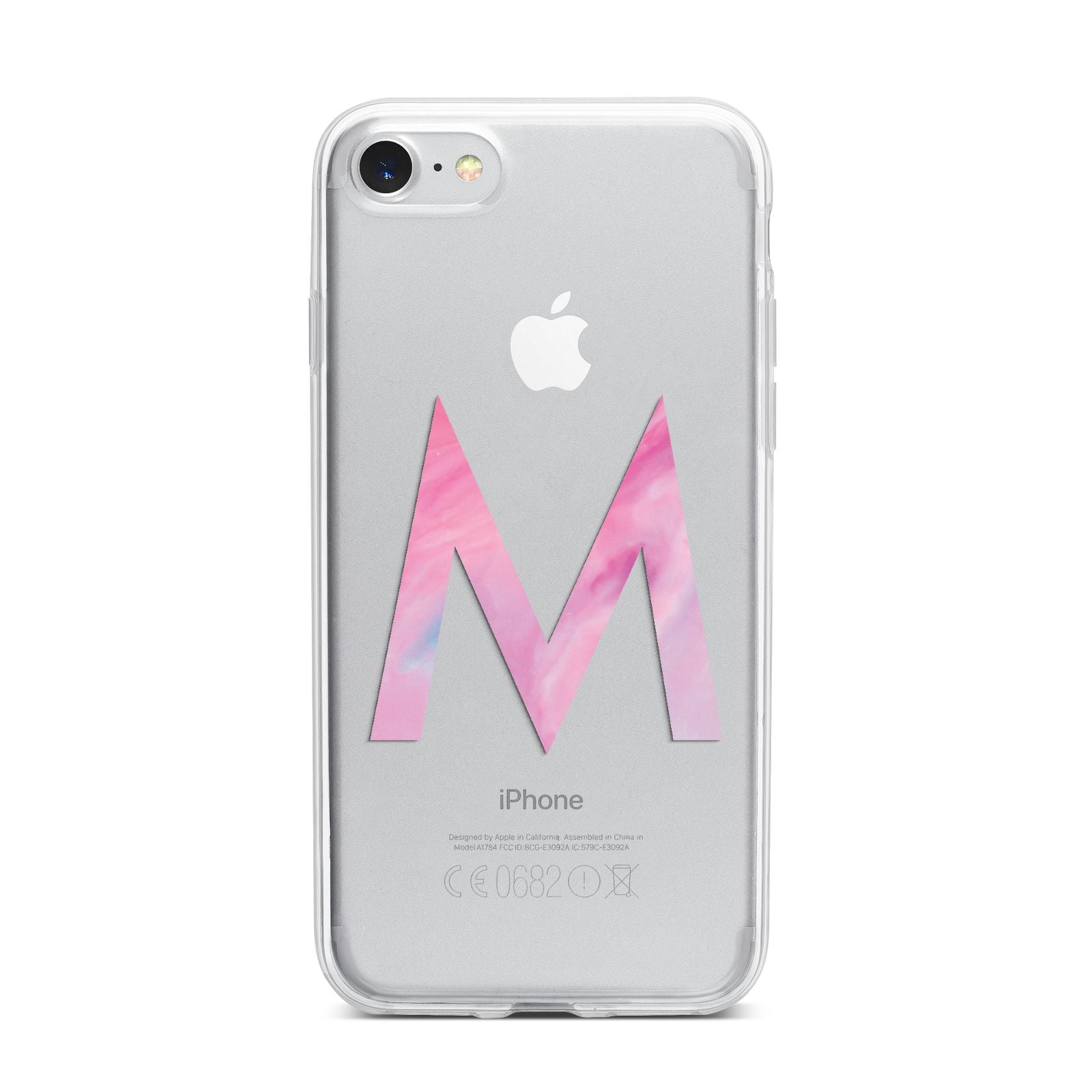 Personalised Unicorn Marble Initial Clear Custom iPhone 7 Bumper Case on Silver iPhone