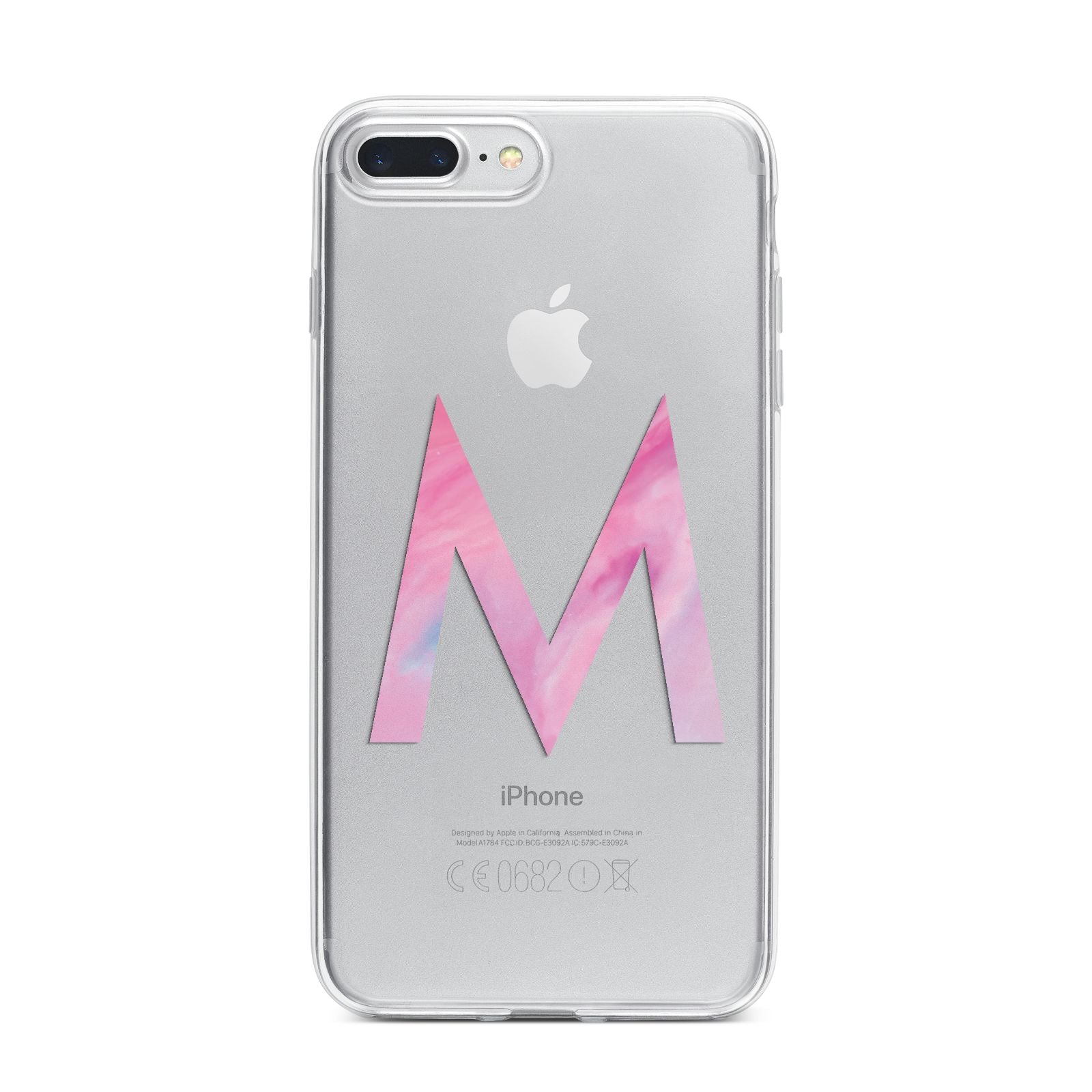 Personalised Unicorn Marble Initial Clear Custom iPhone 7 Plus Bumper Case on Silver iPhone