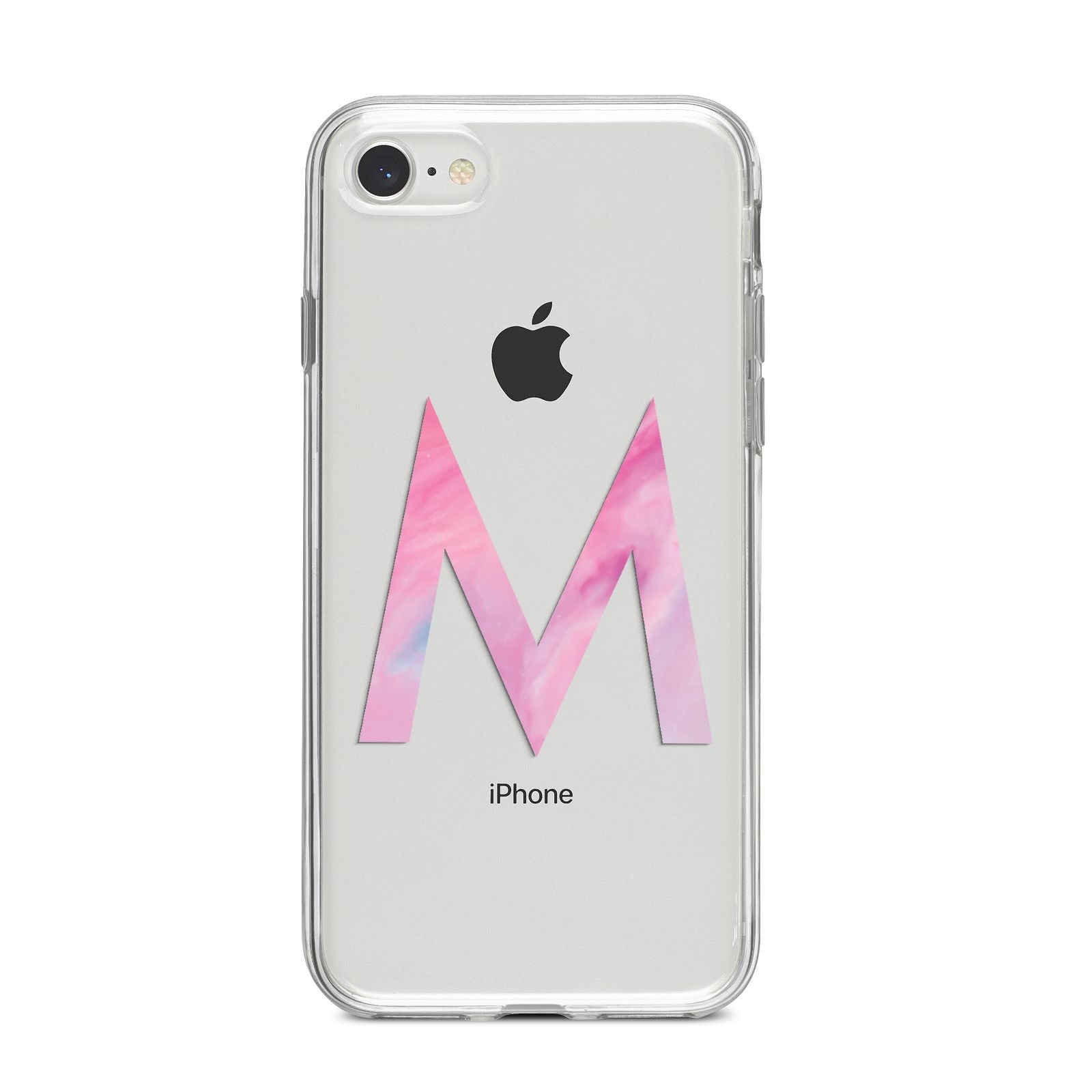 Personalised Unicorn Marble Initial Clear Custom iPhone 8 Bumper Case on Silver iPhone
