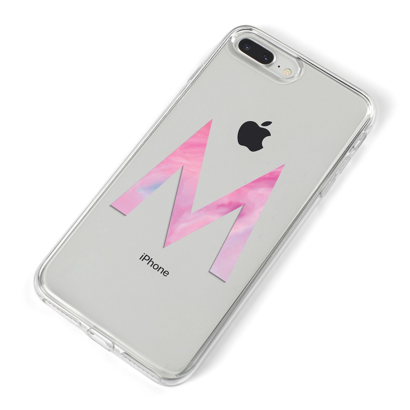 Personalised Unicorn Marble Initial Clear Custom iPhone 8 Plus Bumper Case on Silver iPhone Alternative Image