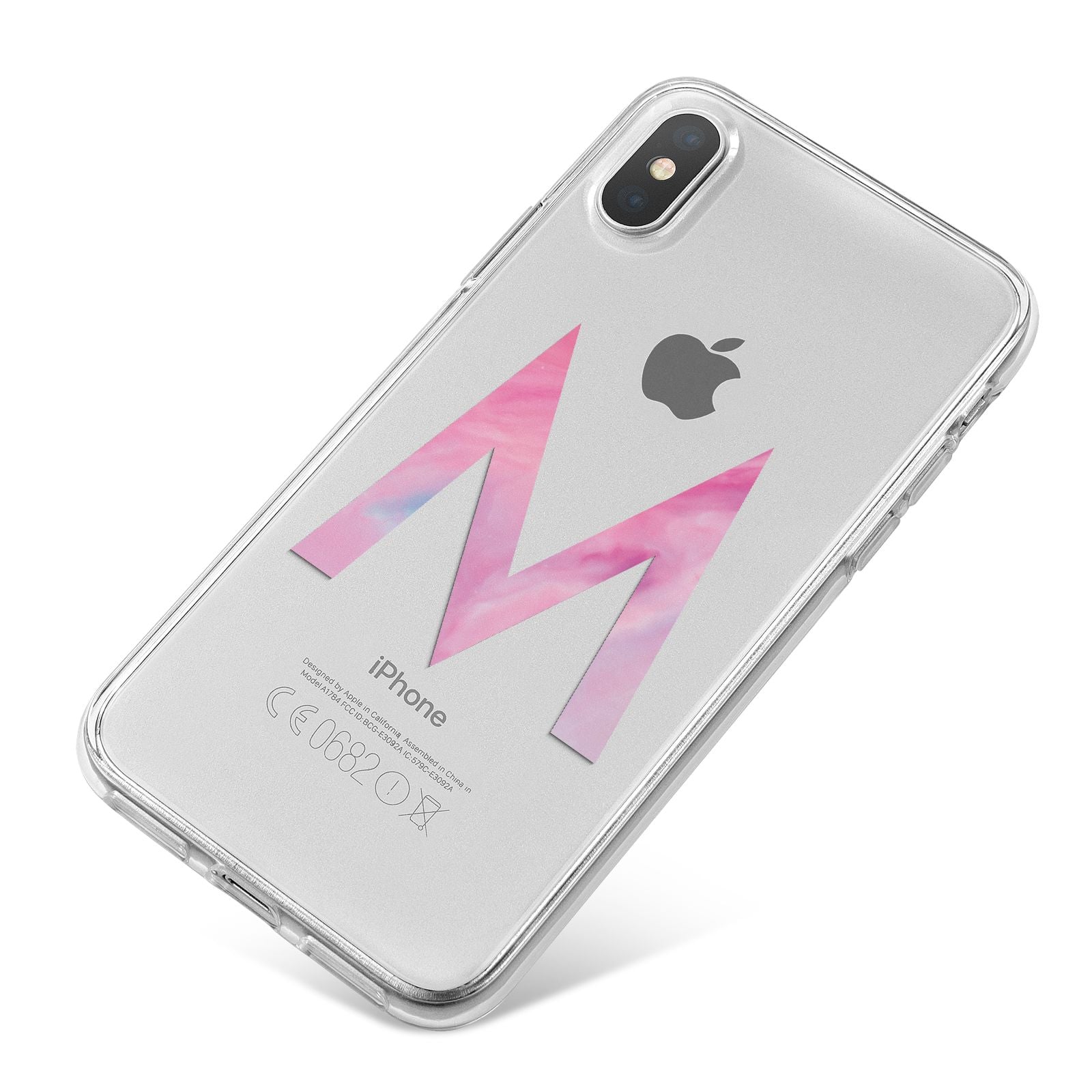 Personalised Unicorn Marble Initial Clear Custom iPhone X Bumper Case on Silver iPhone