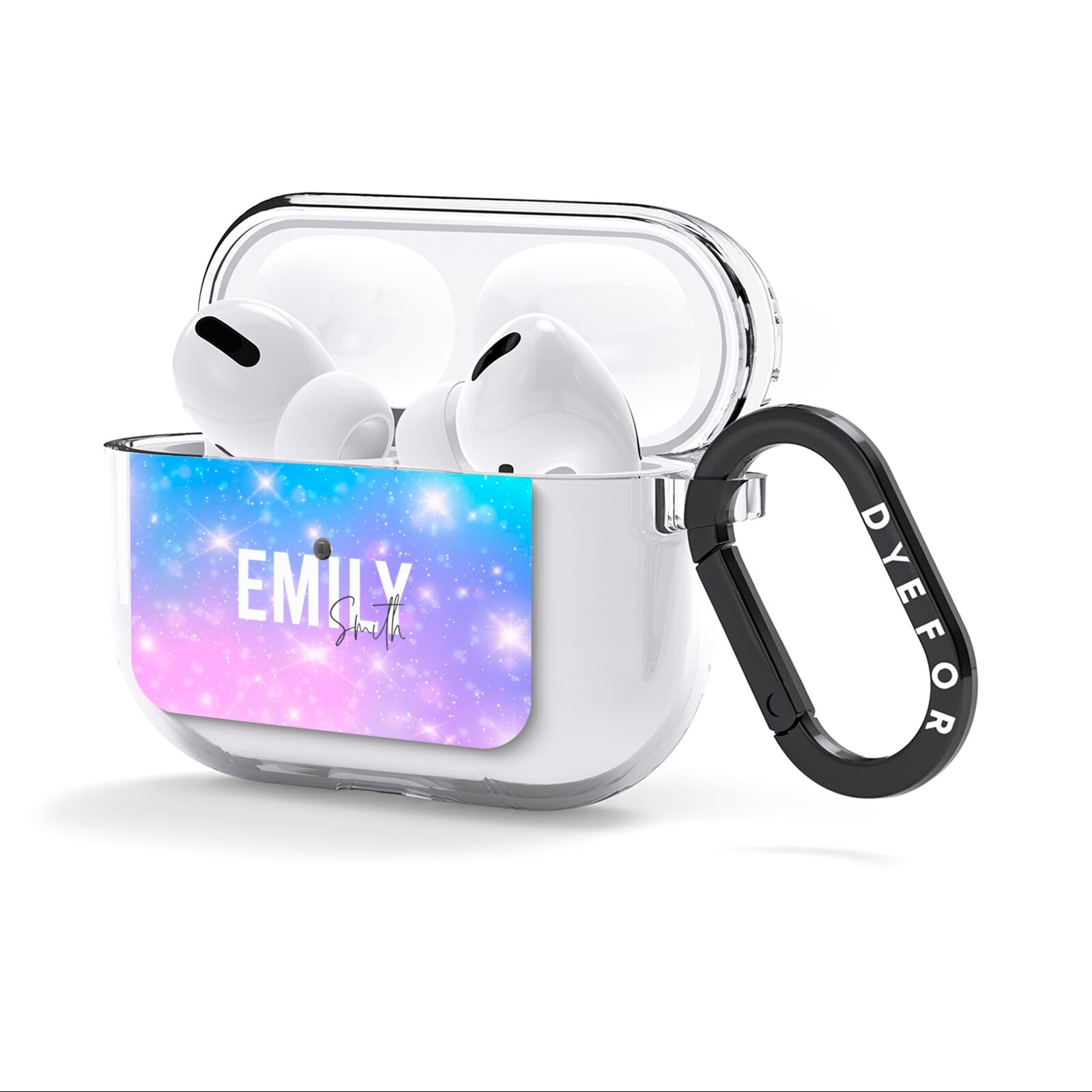 Personalised Unicorn Marble Name AirPods Clear Case 3rd Gen Side Image