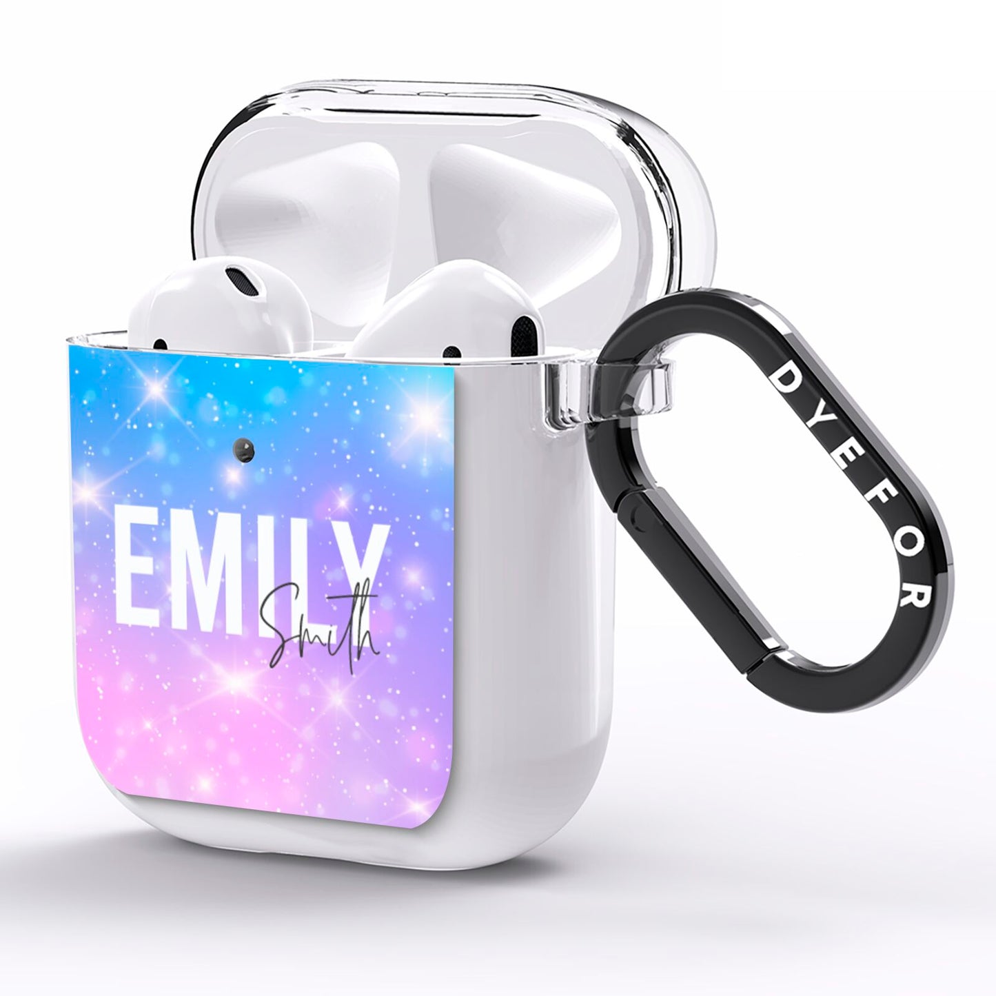 Personalised Unicorn Marble Name AirPods Clear Case Side Image